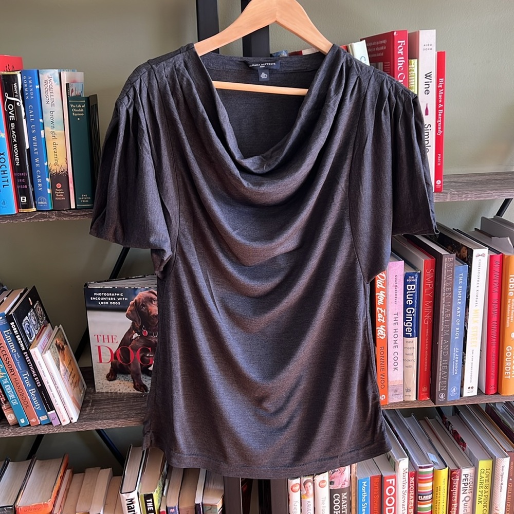 Banana Republic Cowl Neck Top, Gray, Silk, Size XL